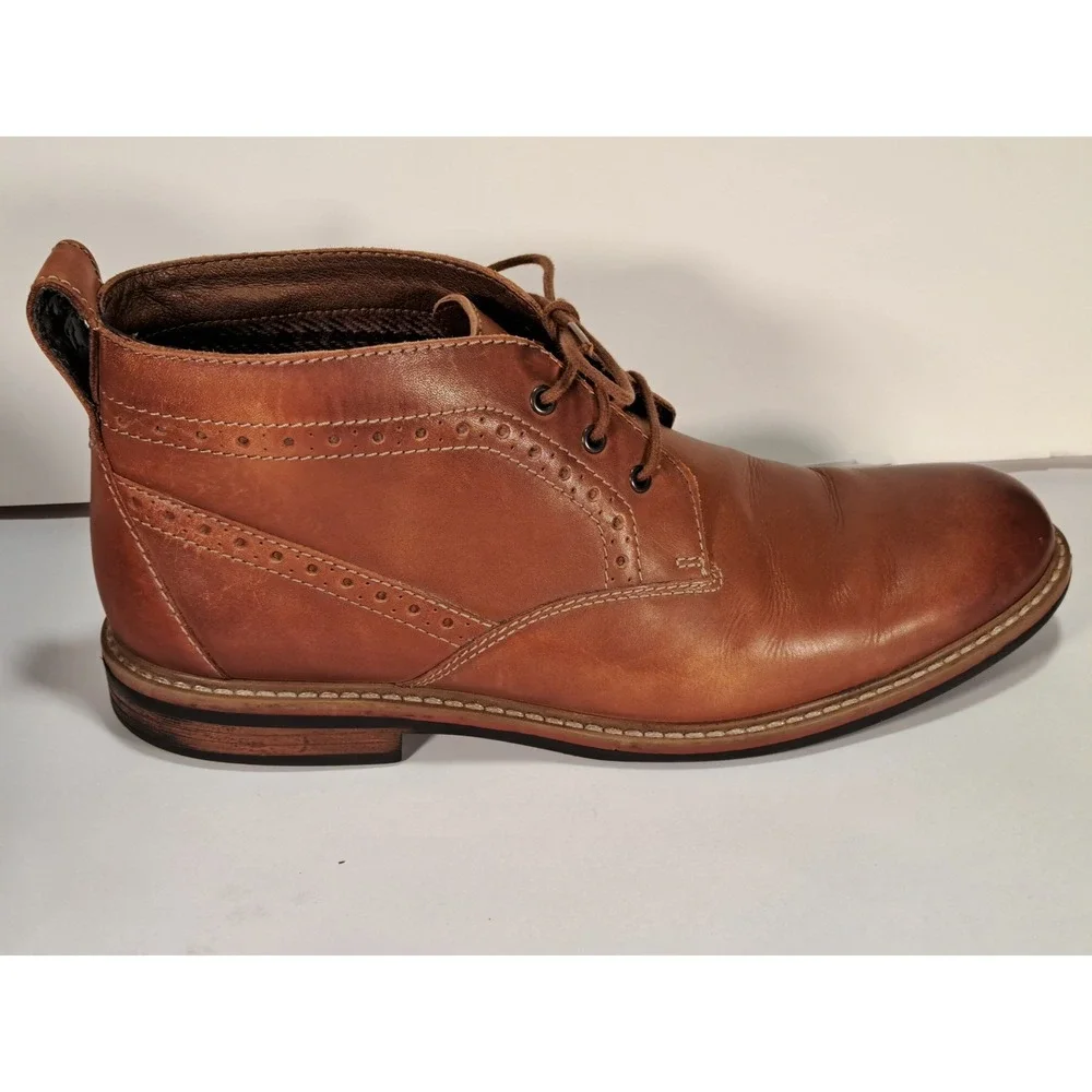 Bostonian Mens Brown Leather Wingtip Brogue Chukka‎ Boots 26119393 Size 12 M